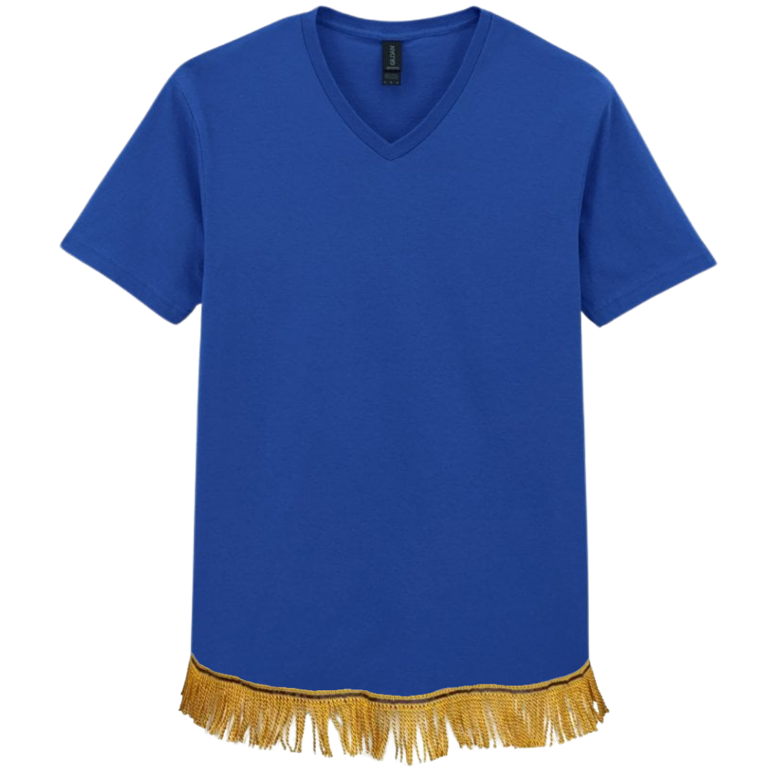 Men's Short Sleeved Fringed V-Neck T-Shirt