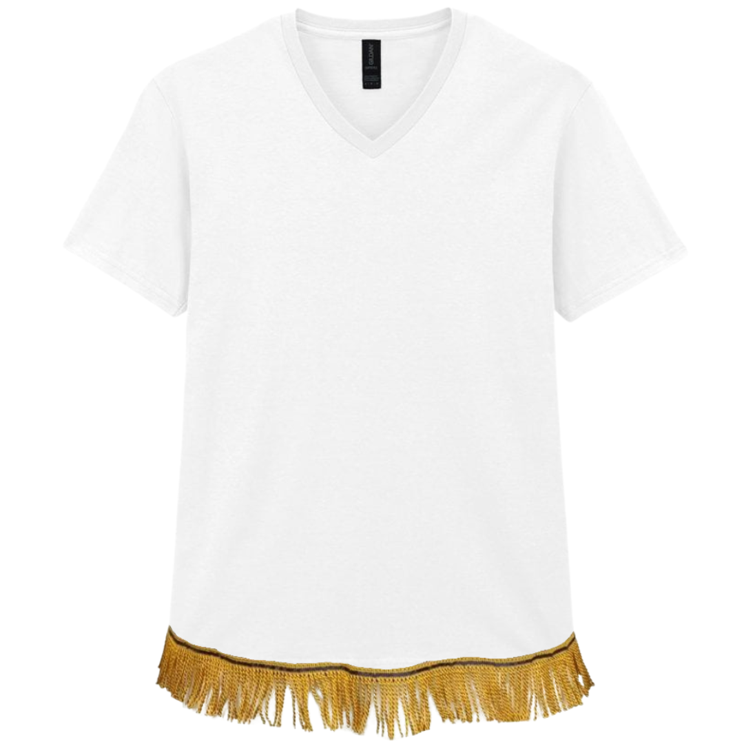 Men's Short Sleeved Fringed V-Neck T-Shirt