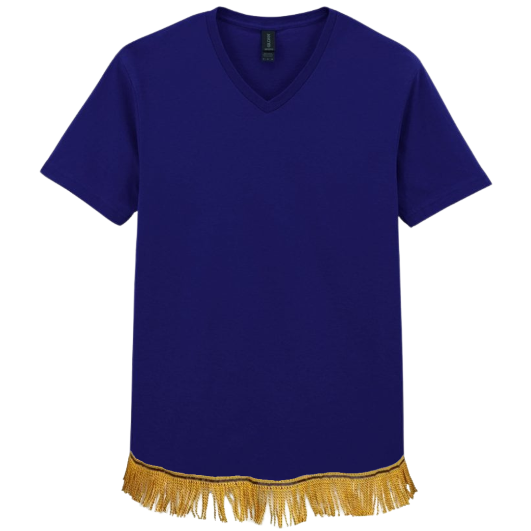 Men's Short Sleeved Fringed V-Neck T-Shirt