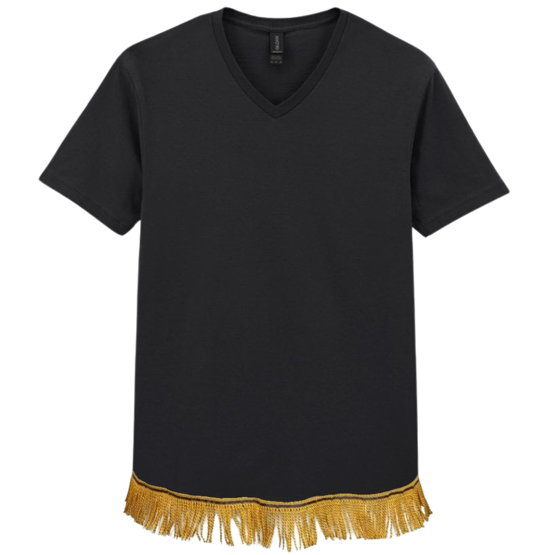 Men's Short Sleeved Fringed V-Neck T-Shirt