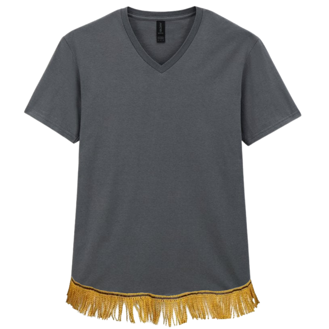 Men's Short Sleeved Fringed V-Neck T-Shirt