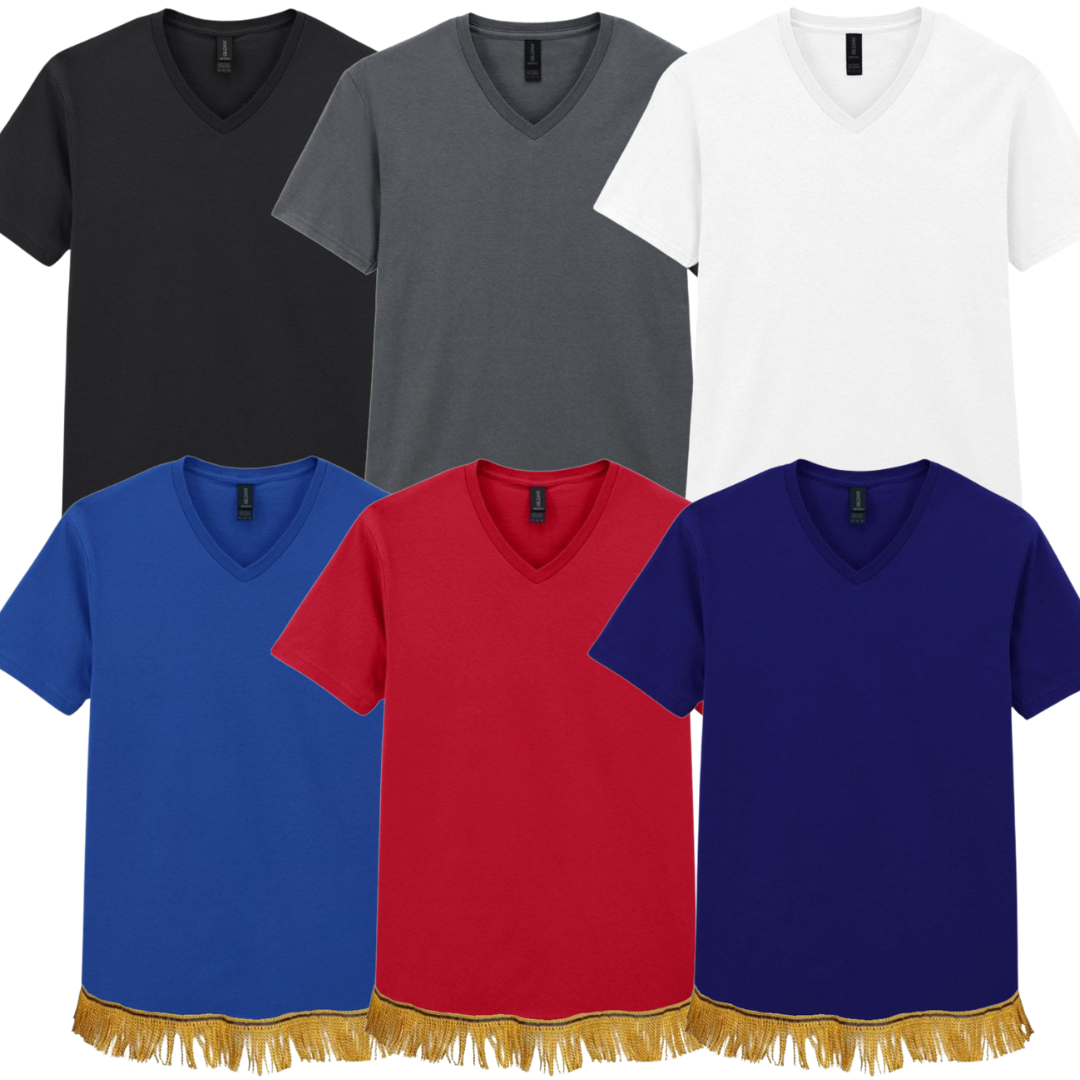 Men's Short Sleeved Fringed V-Neck T-Shirt