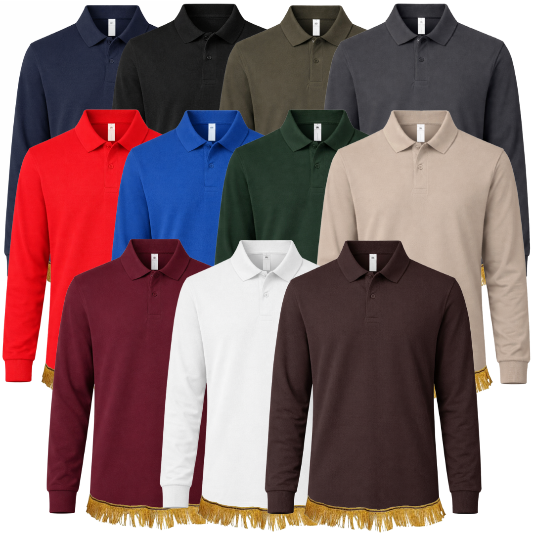 Men's Long Sleeved Polo with Fringes (3 for 2)