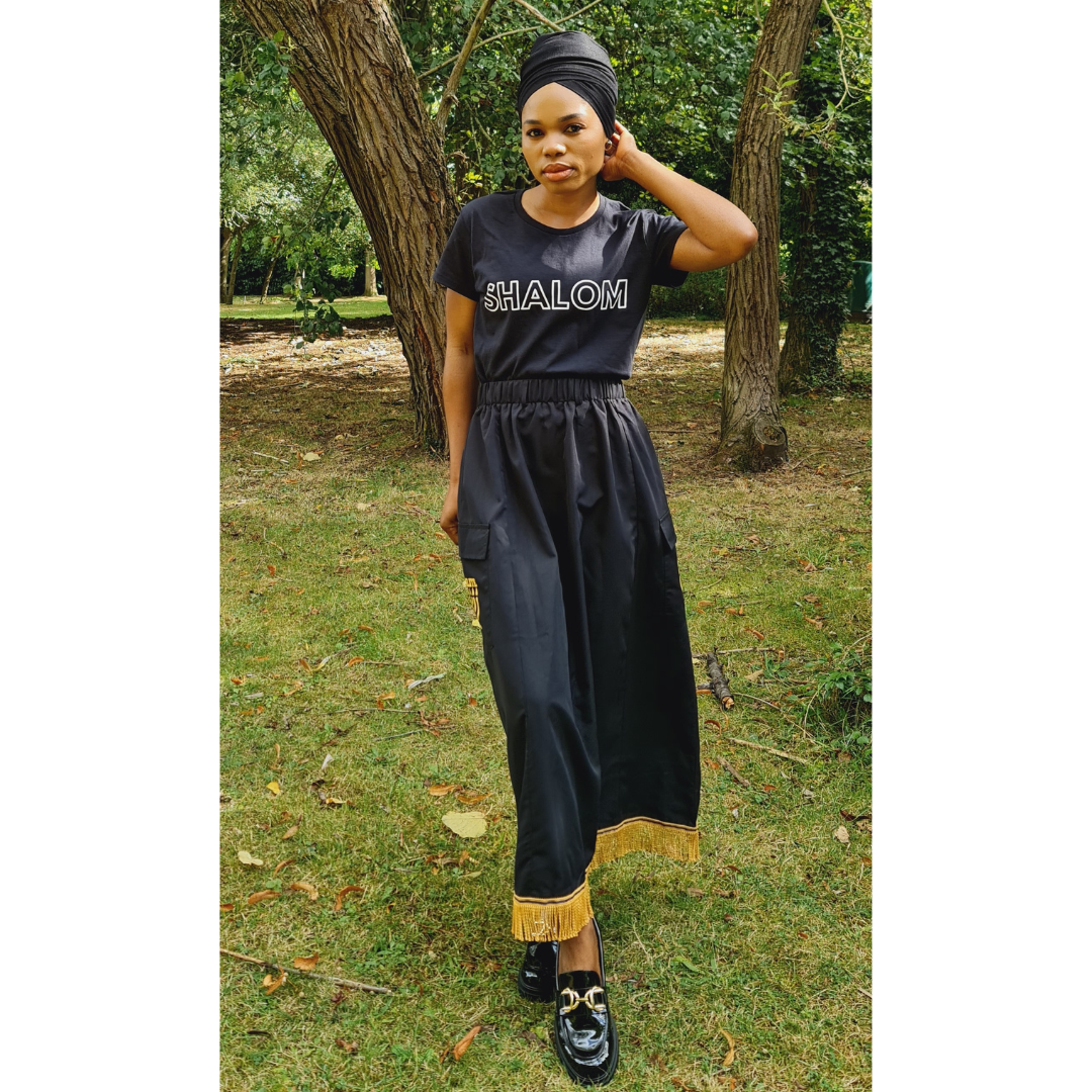 SHALOM Women's Short Sleeve Fringed T-Shirt