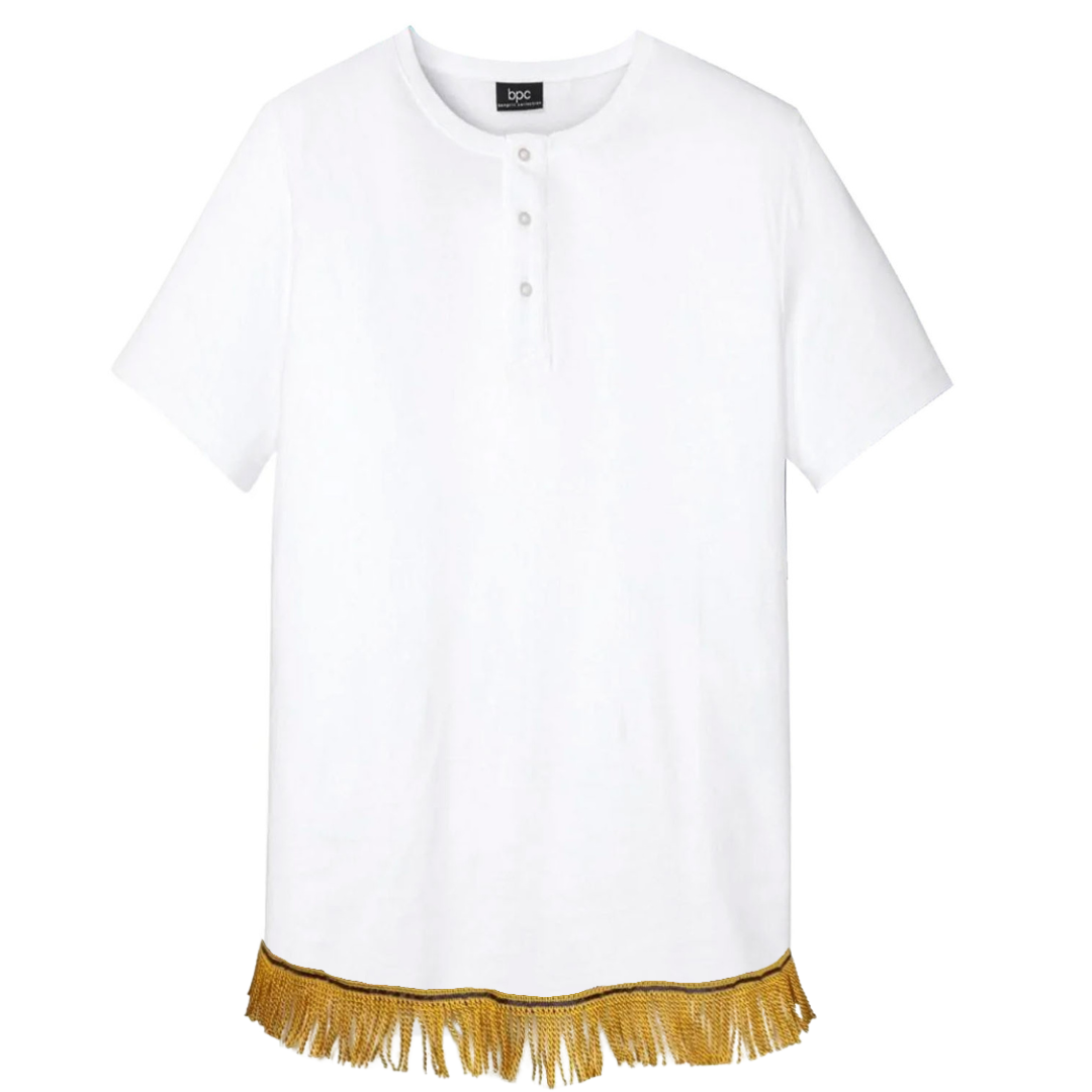 Men's Henley T-Shirt with Gold Fringes