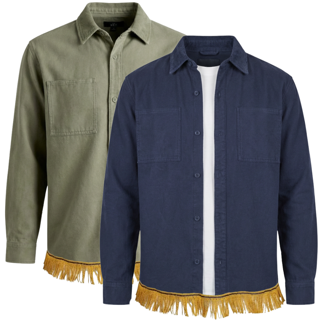 Men's Fringed Cotton Shackets Bundle (2 Pack)