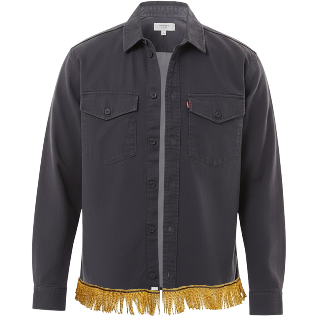 Men's Long Sleeve Overshirt with Fringes