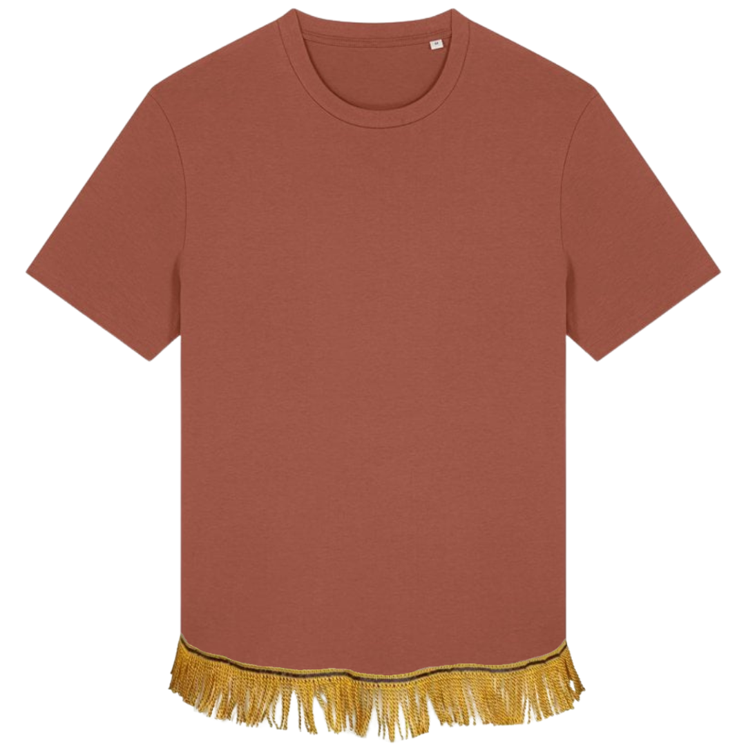 Men's Plain Organic Cotton Fringed T-Shirt