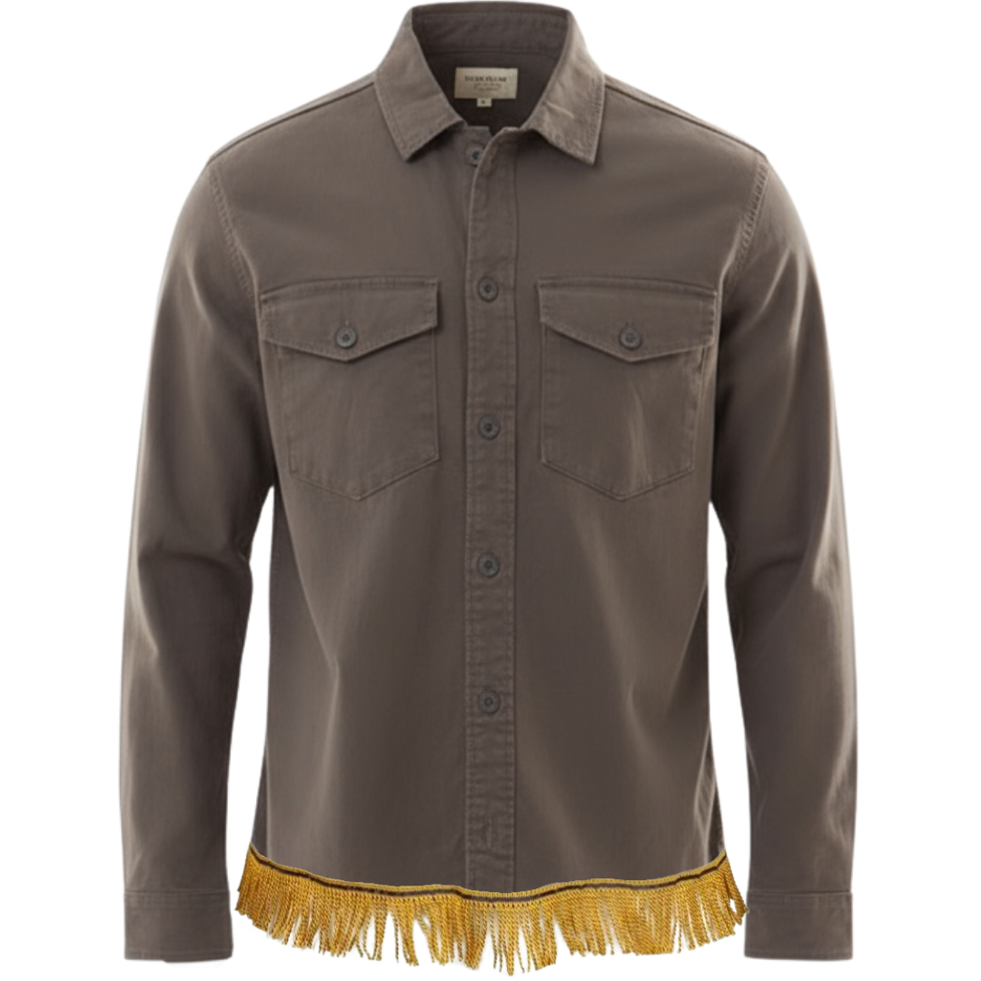 Men's Long Sleeve Overshirt with Fringes