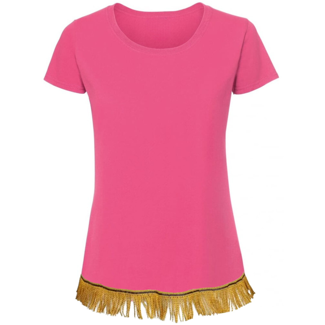 Women's Plain Short Sleeve Fringed T-Shirt