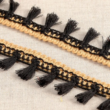 1 Inch Polyester Tassel Fringe with Gold Detail