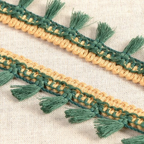 1 Inch Polyester Tassel Fringe with Gold Detail