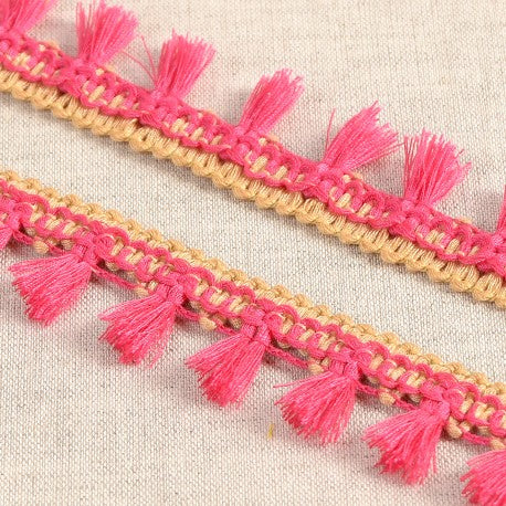 1 Inch Polyester Tassel Fringe with Gold Detail