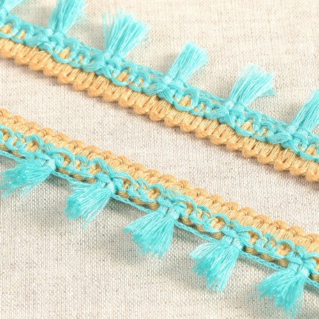1 Inch Polyester Tassel Fringe with Gold Detail