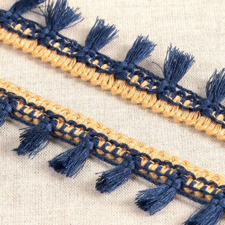 1 Inch Polyester Tassel Fringe with Gold Detail