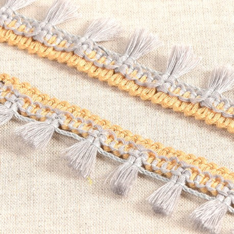 1 Inch Polyester Tassel Fringe with Gold Detail