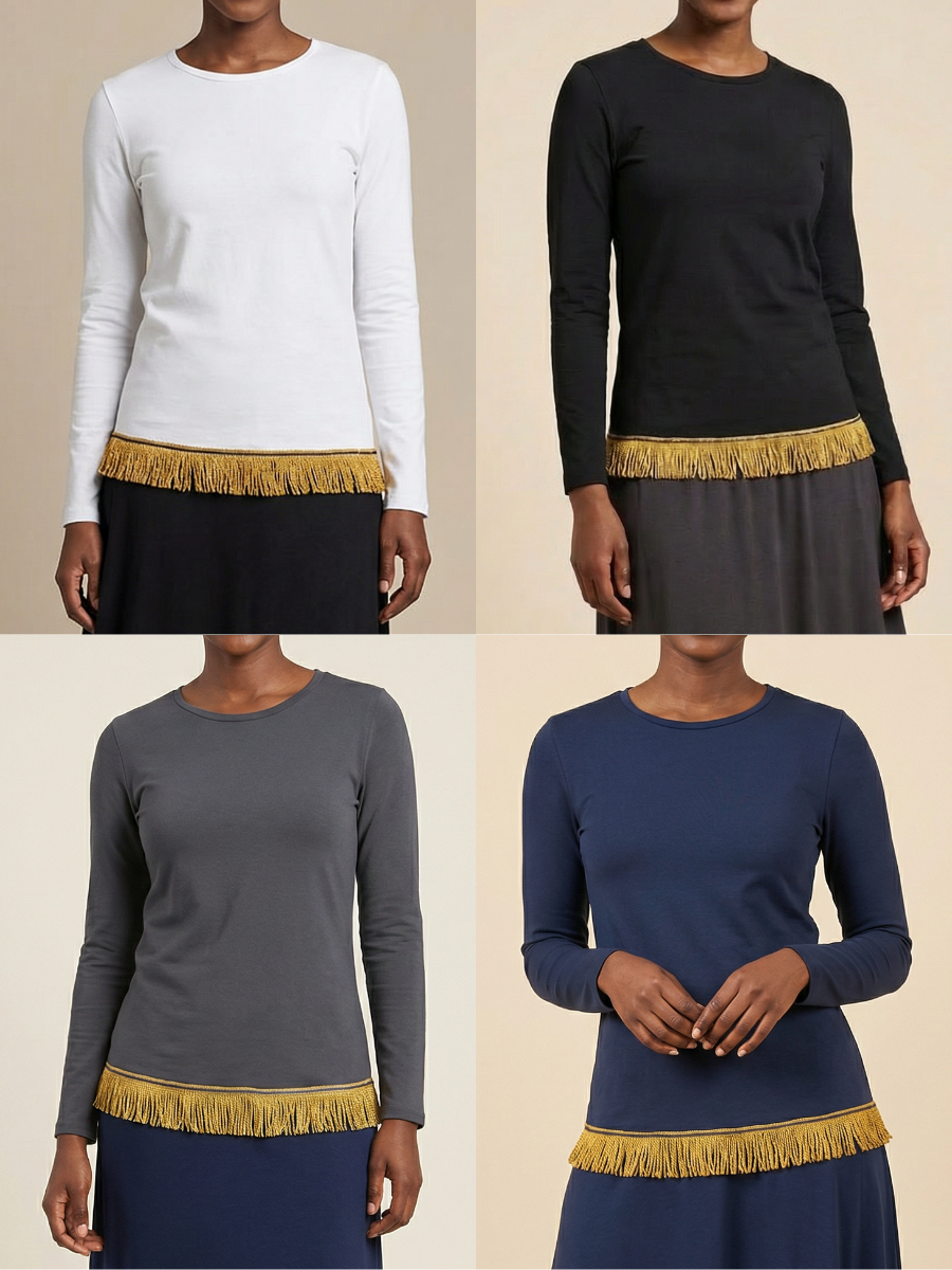 Women's Long Sleeve Fringed T-Shirts Bundle (4 Pack)