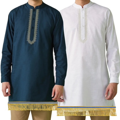 Men’s 100% Cotton Feast Day Shirt with Gold Fringes