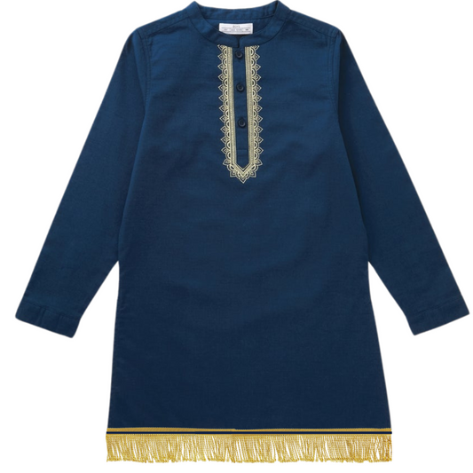 Boys 100% Cotton Feast Day Shirt with Gold Fringes