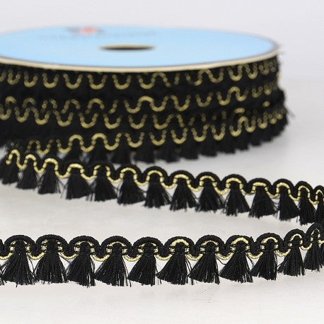 12mm Mini Tassel Fringe with Metallic Trim