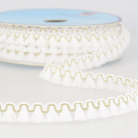 12mm Mini Tassel Fringe with Metallic Trim