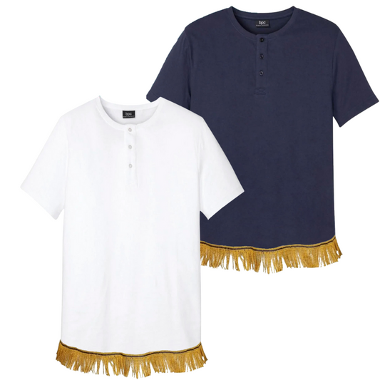 Men's Henley T-Shirt with Gold Fringes