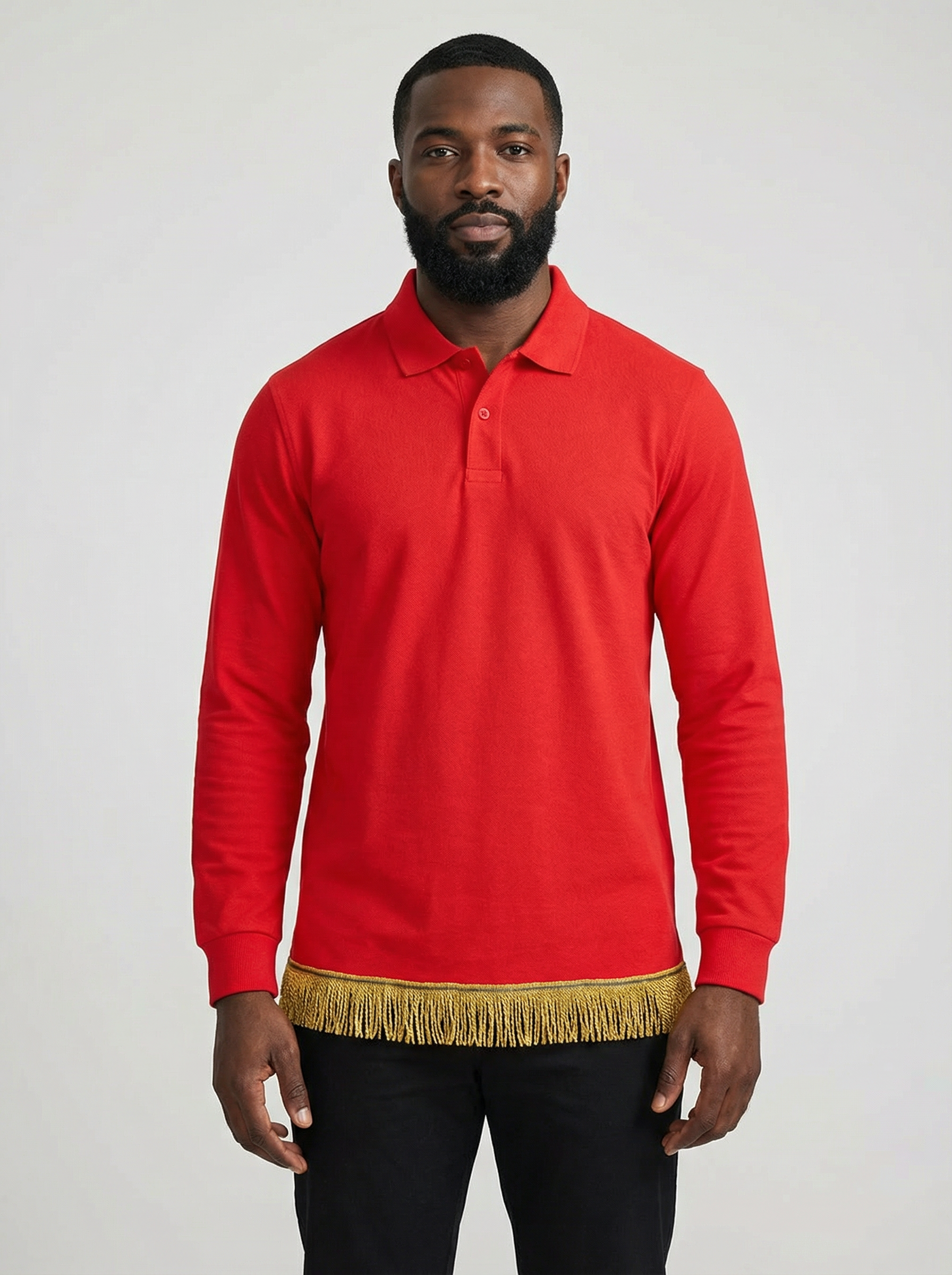 Men's Long Sleeved Polo with Fringes