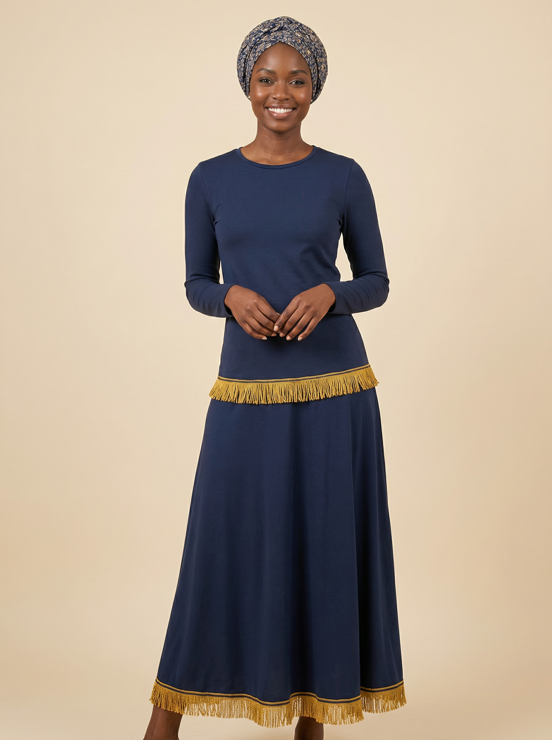 Women's Plain Long Sleeve Fringed T-Shirt