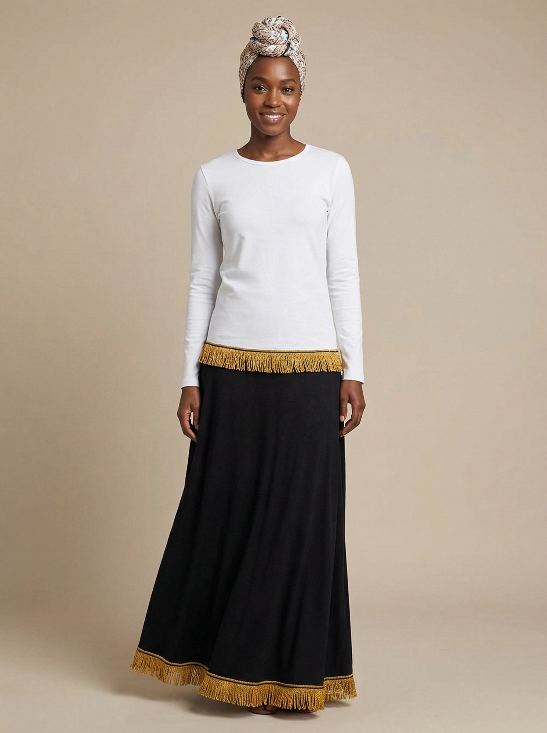 Women's Plain Long Sleeve Fringed T-Shirt