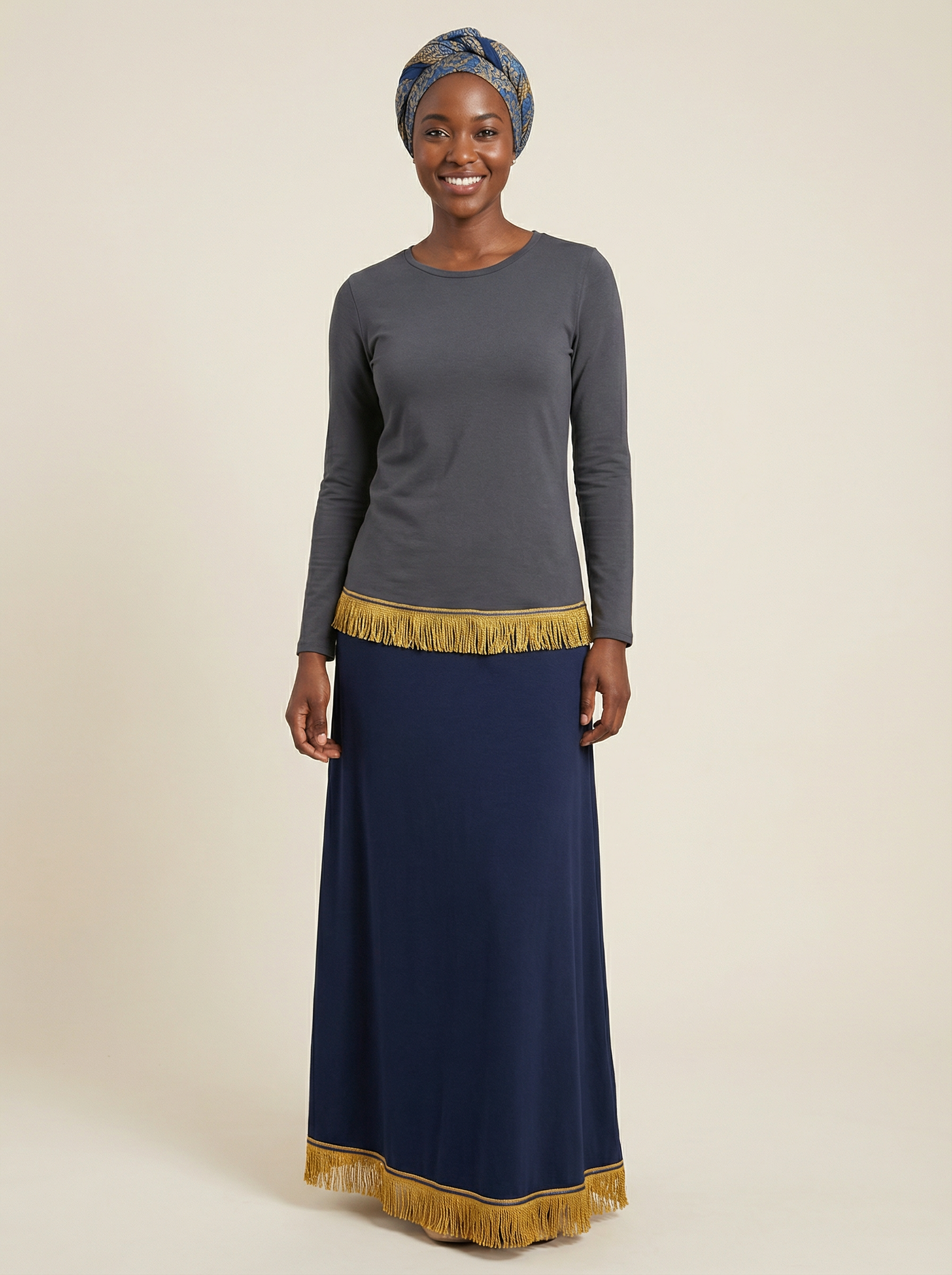 Women's Plain Long Sleeve Fringed T-Shirt