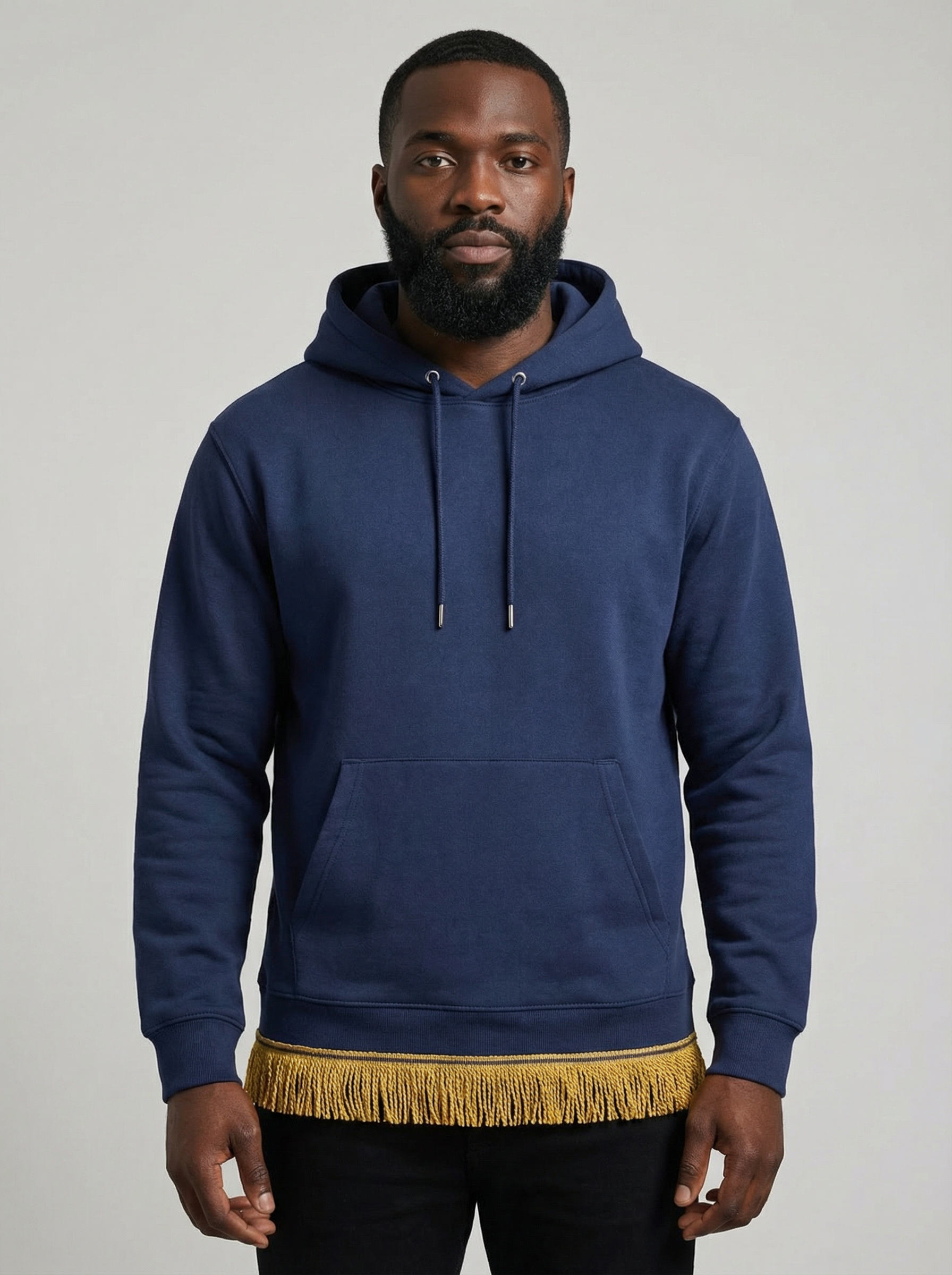 Men's Organic Cotton Pullover Hoodie with Fringes