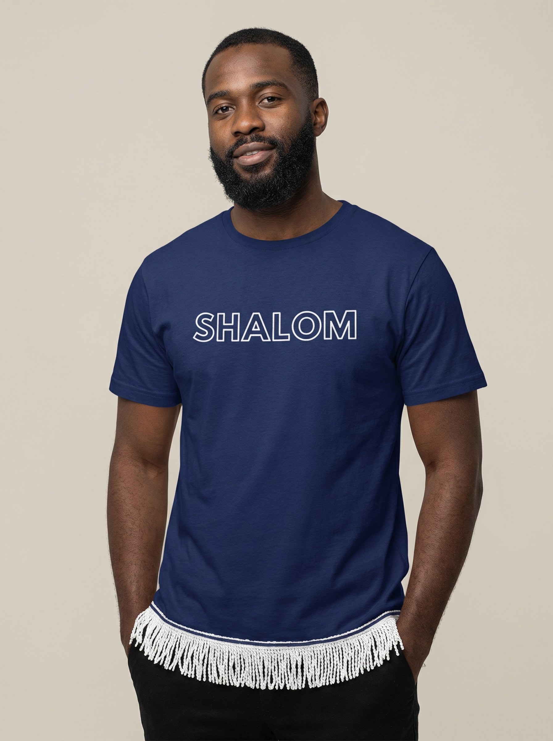 SHALOM Adult T-Shirt with Fringes