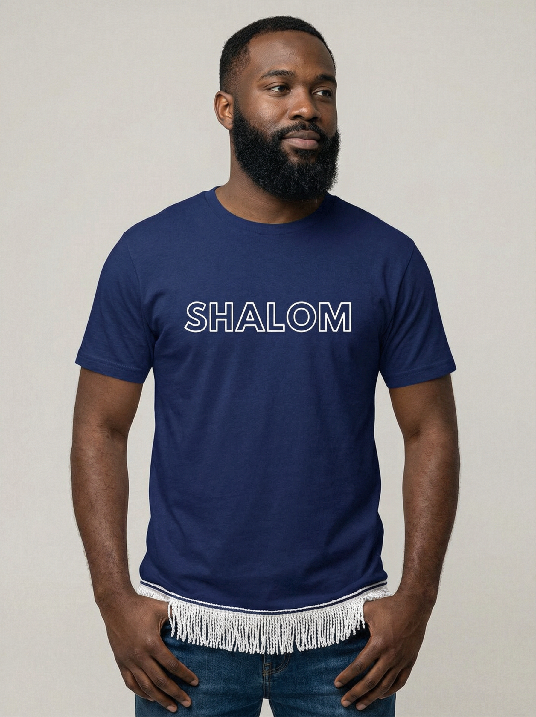 SHALOM Adult T-Shirt with Fringes