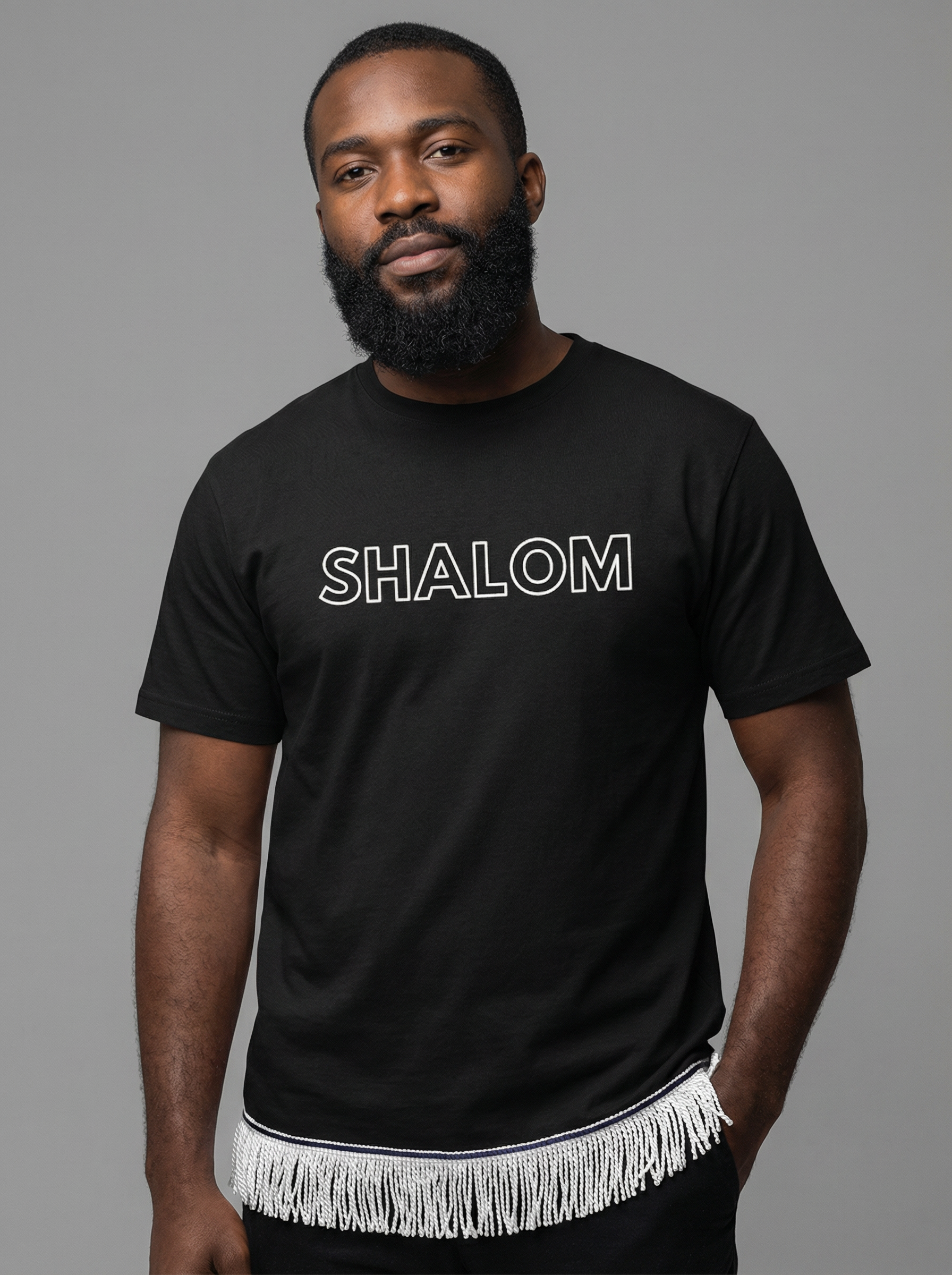 SHALOM Adult T-Shirt with Fringes