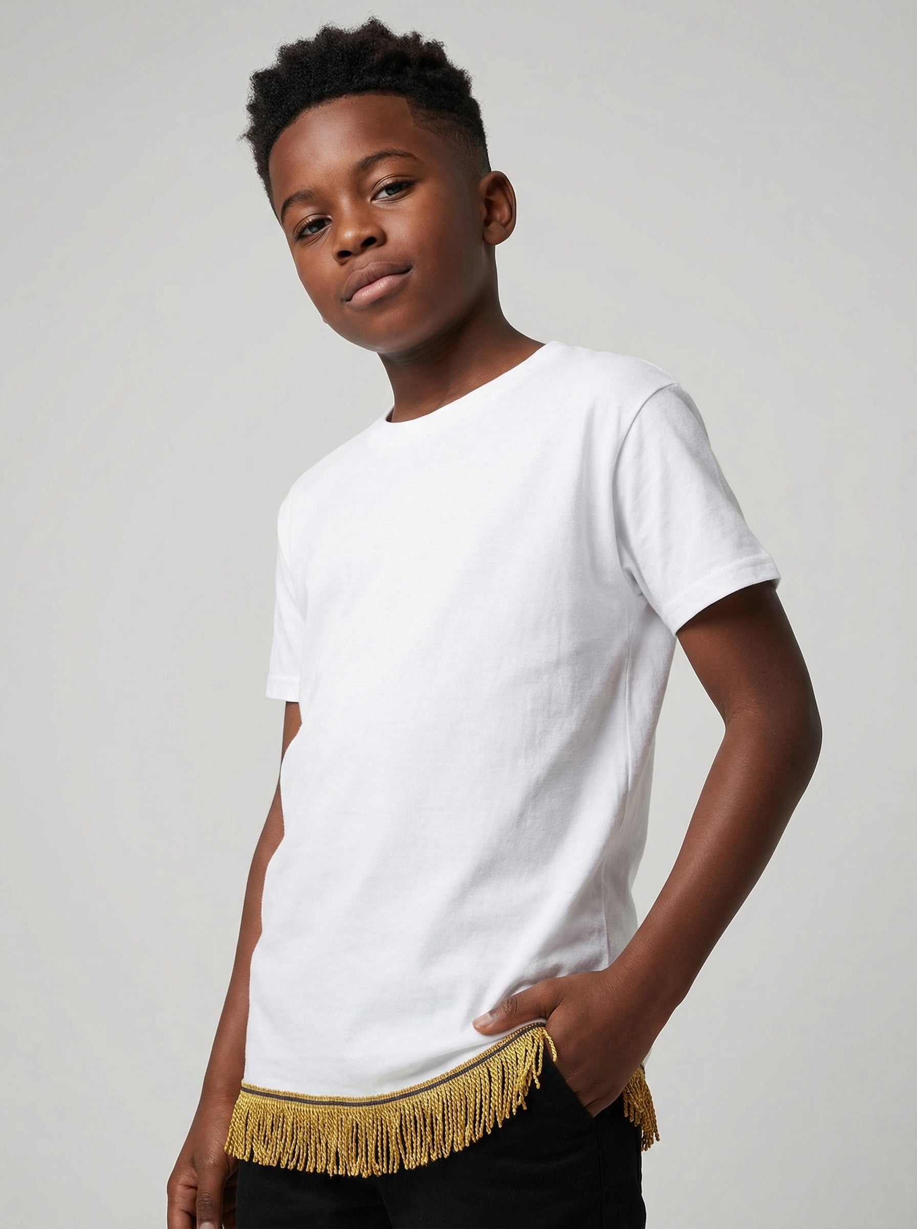 Children's Plain T-Shirt with Fringes