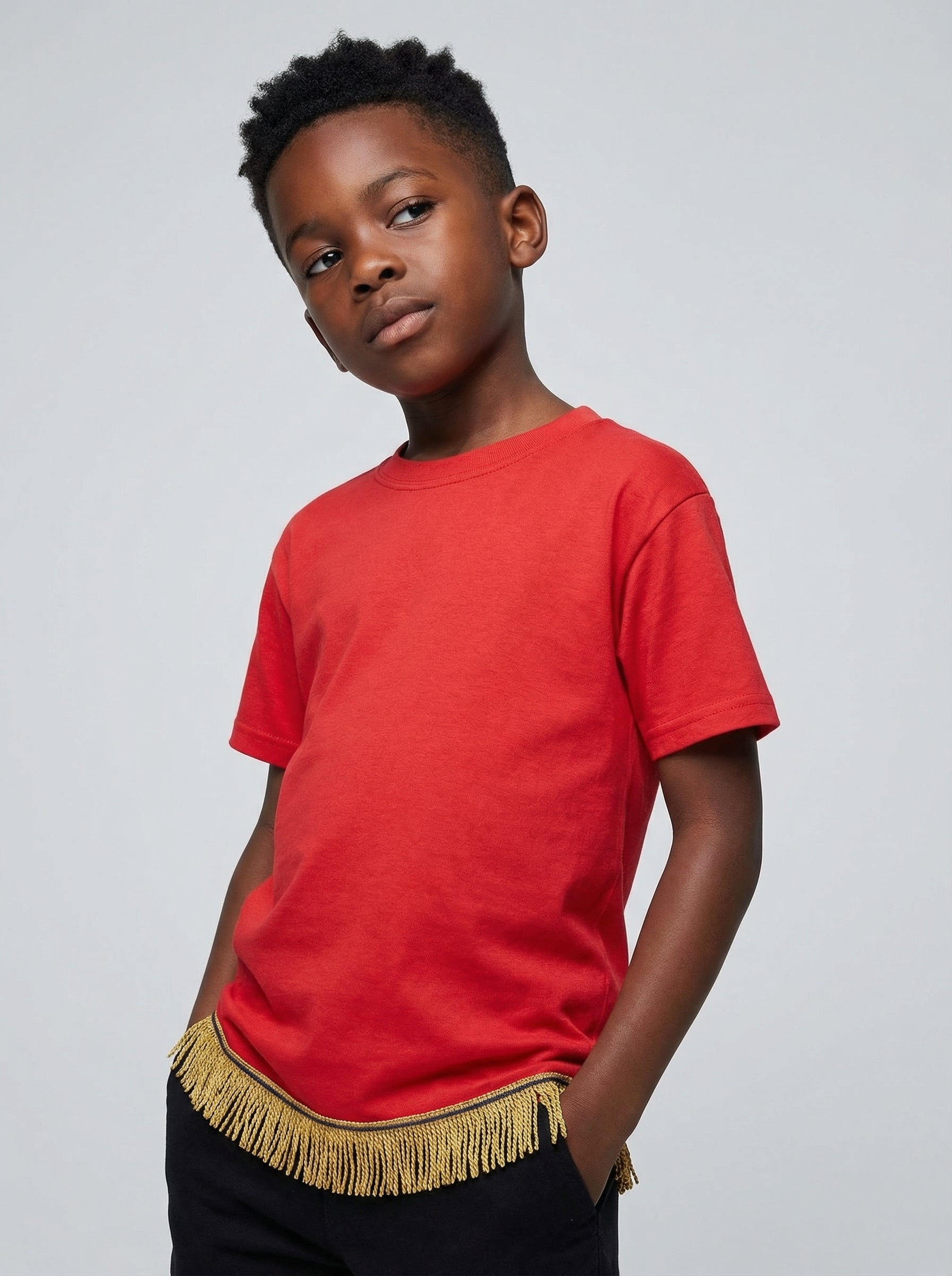 Children's Plain T-Shirt with Fringes