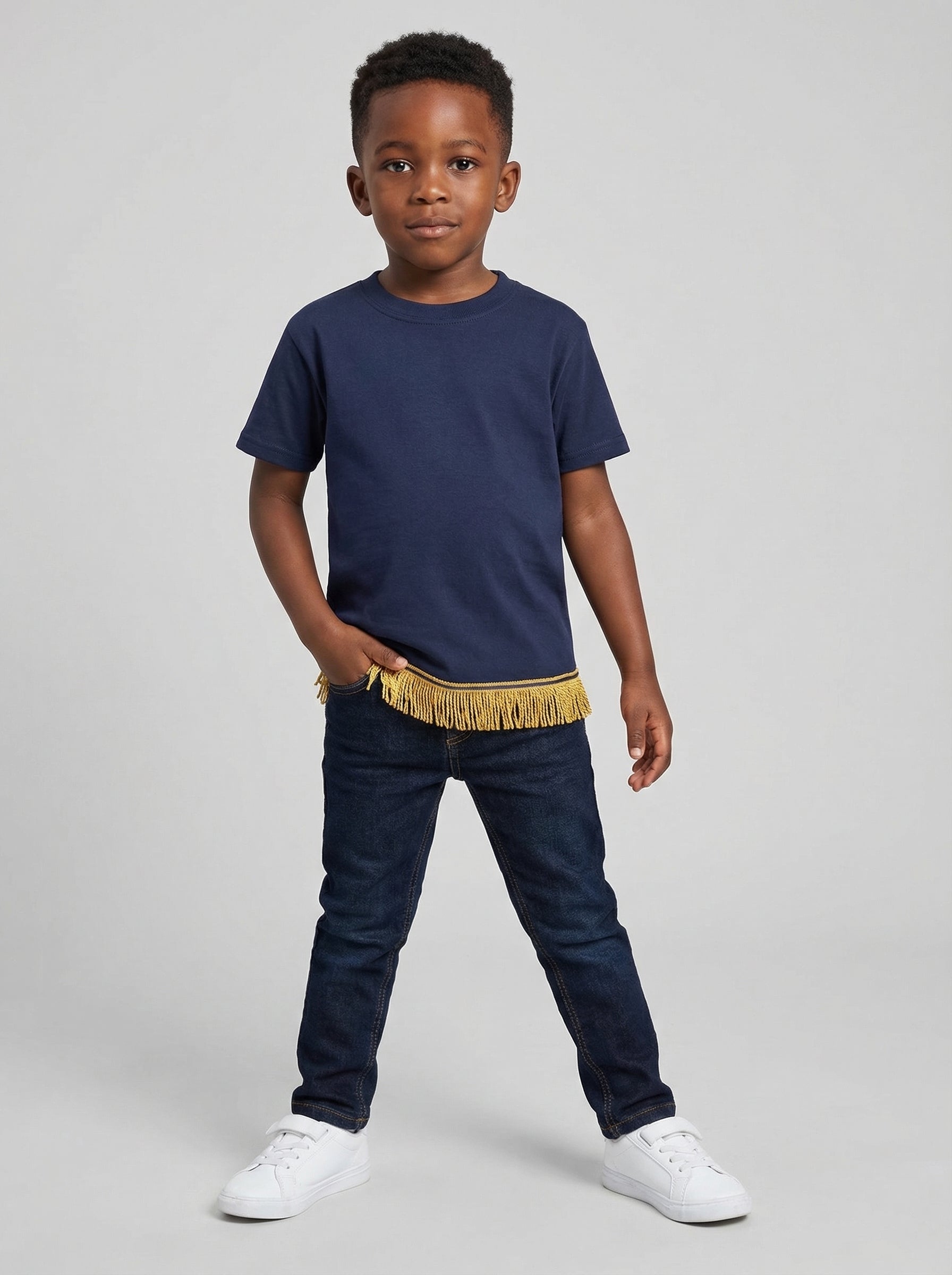 Children's Plain T-Shirt with Fringes
