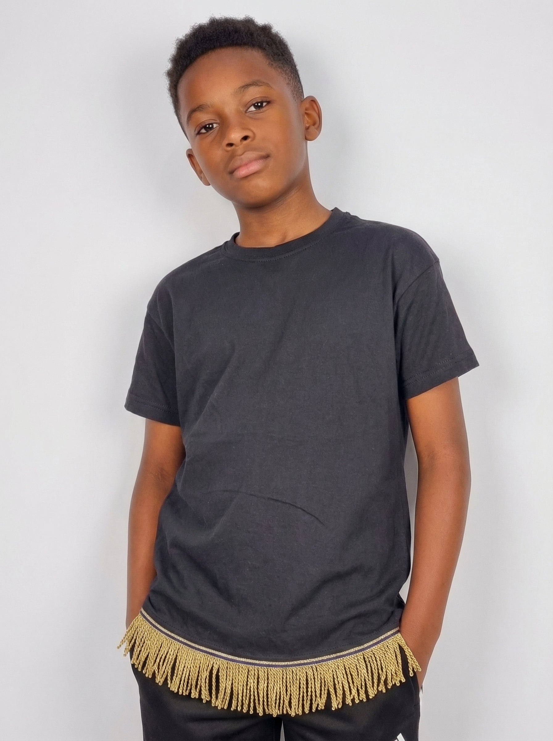 Children's Plain T-Shirt with Fringes