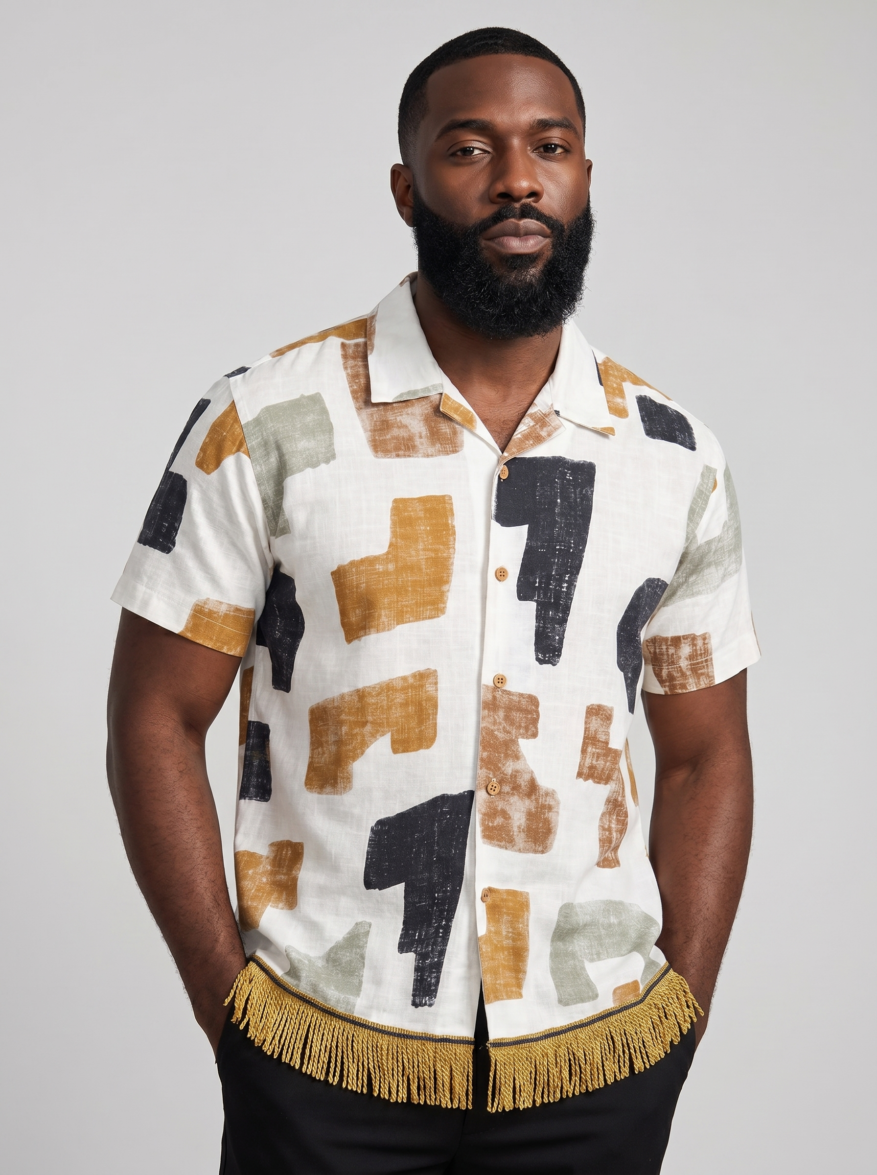 Men's Cotton Pavilion Shirt with Fringes