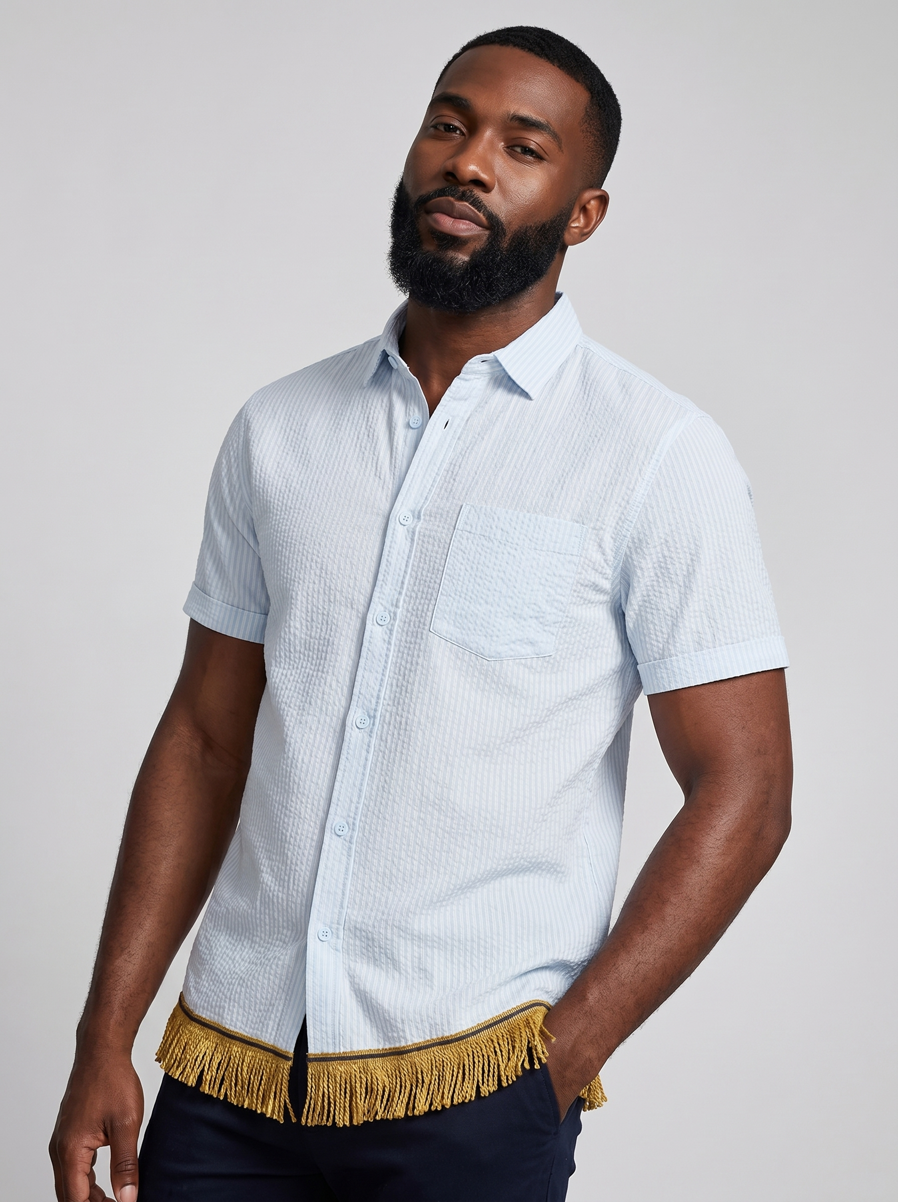 Men's Fringed Cotton Textured Shirts Bundle (3 Pack)