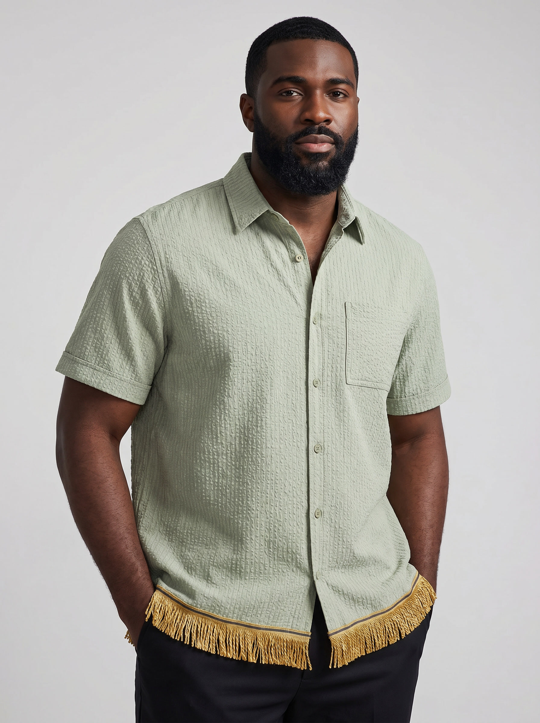 Men's Fringed Cotton Textured Shirts Bundle (3 Pack)