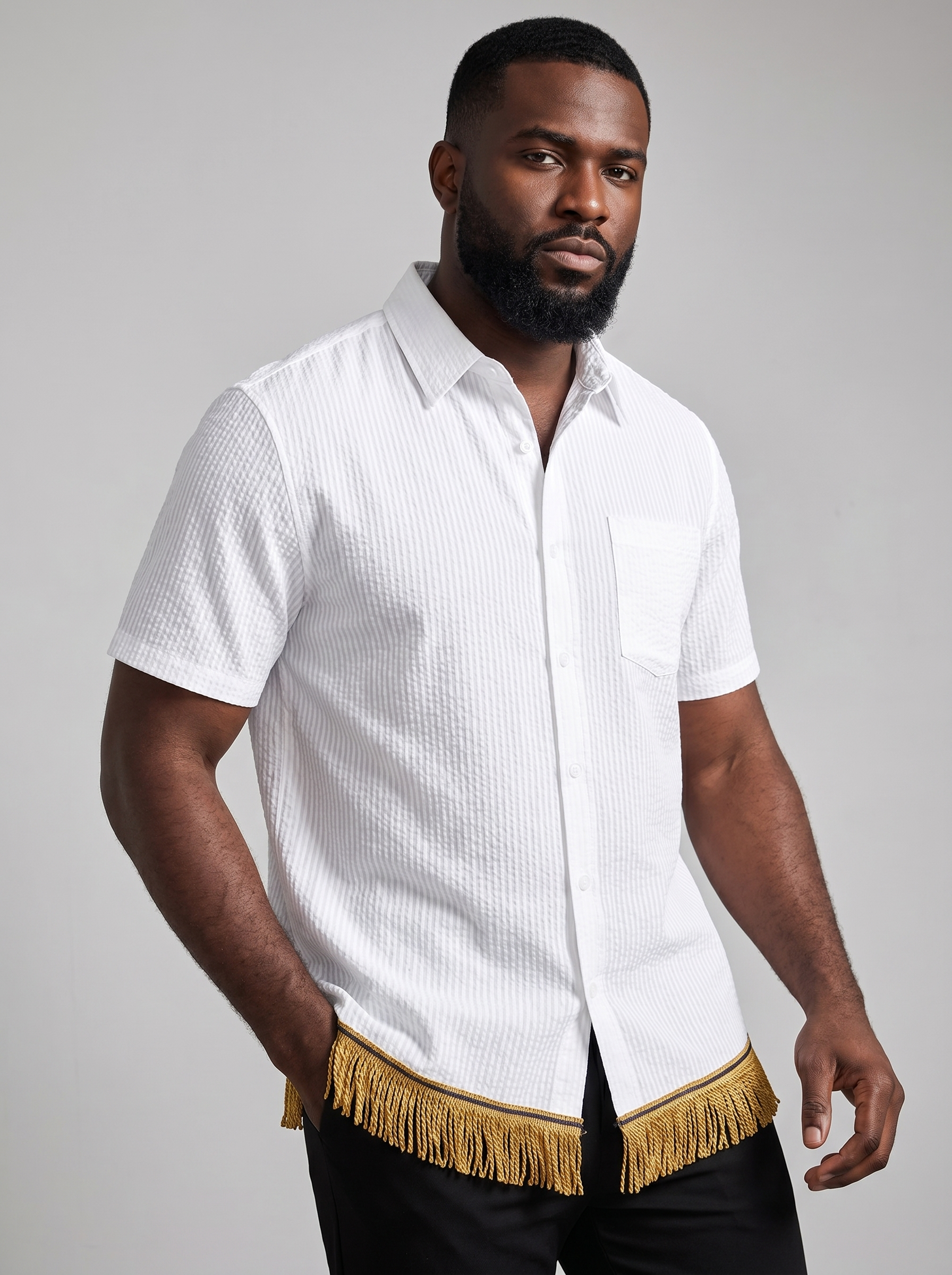 Men's Fringed Cotton Textured Shirts Bundle (3 Pack)