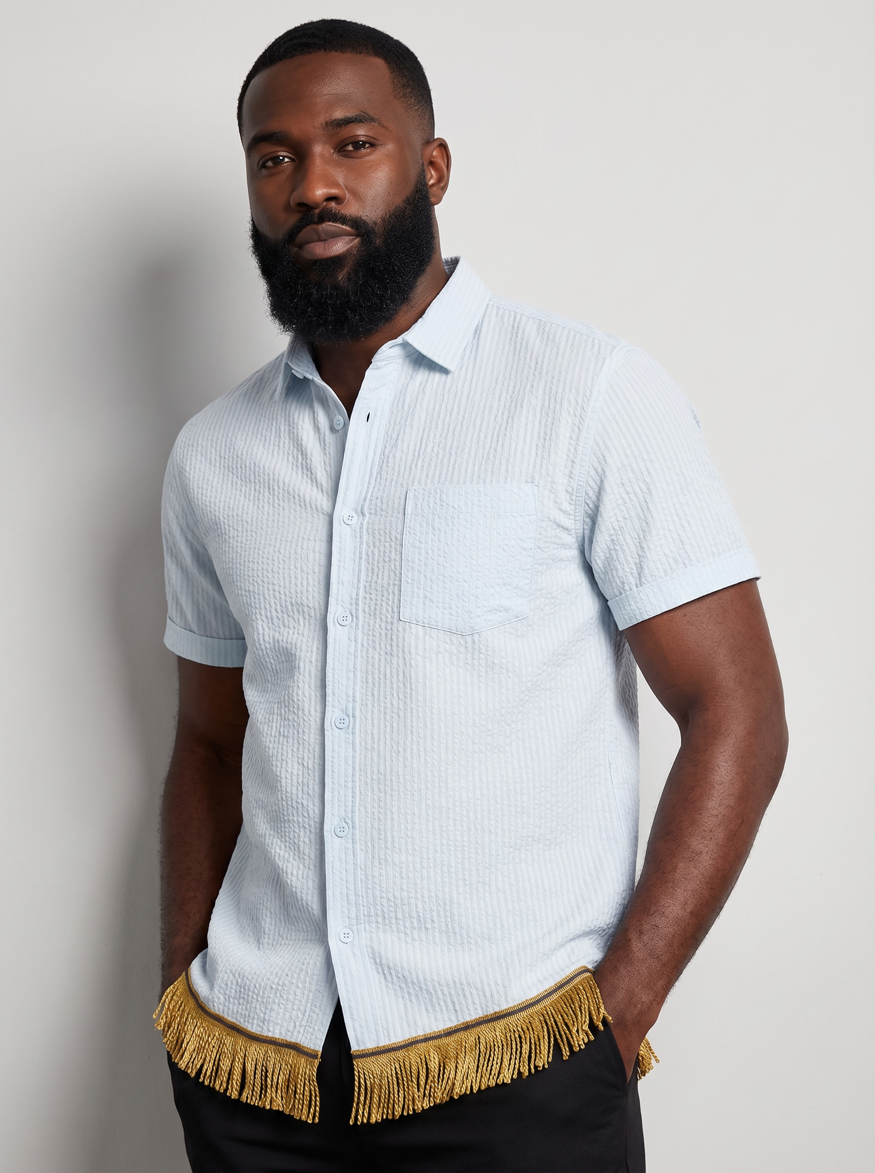 Men's Fringed Cotton Textured Shirts Bundle (3 Pack)