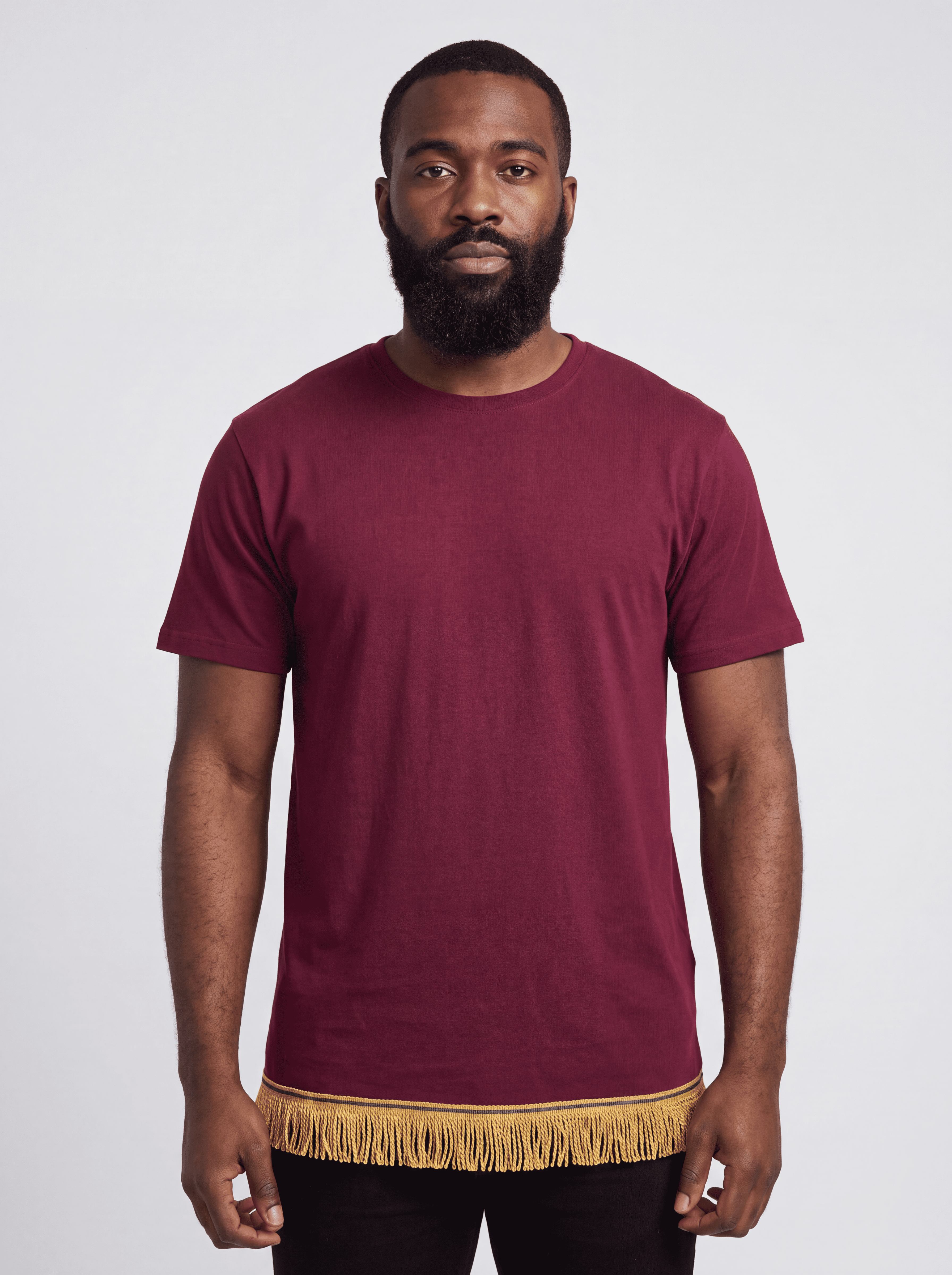 Men's Plain Short Sleeve T-Shirt with Fringes