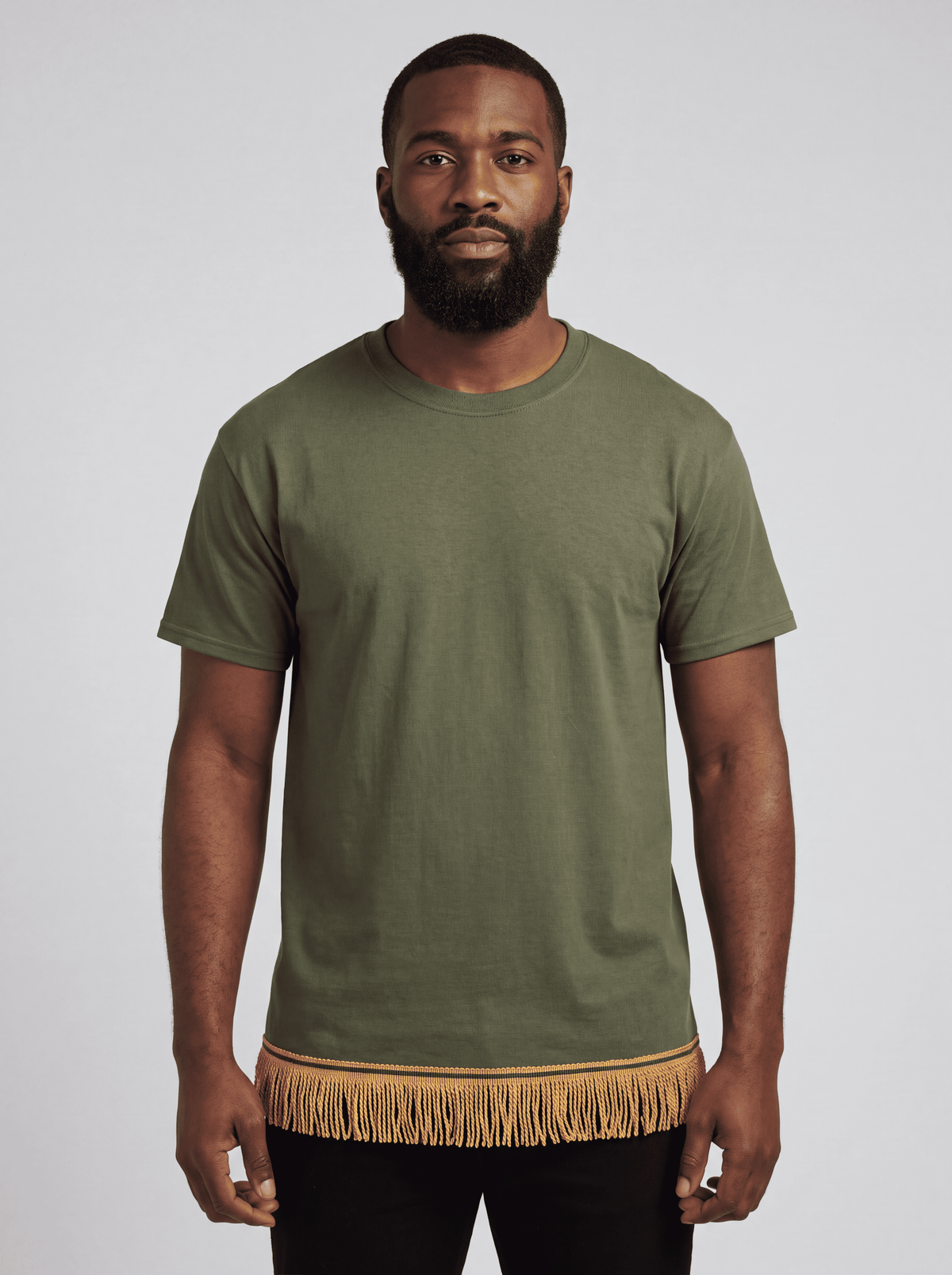 Men's T-Shirts Fringed Bundle (3 Pack) Black/Brown/Military Green