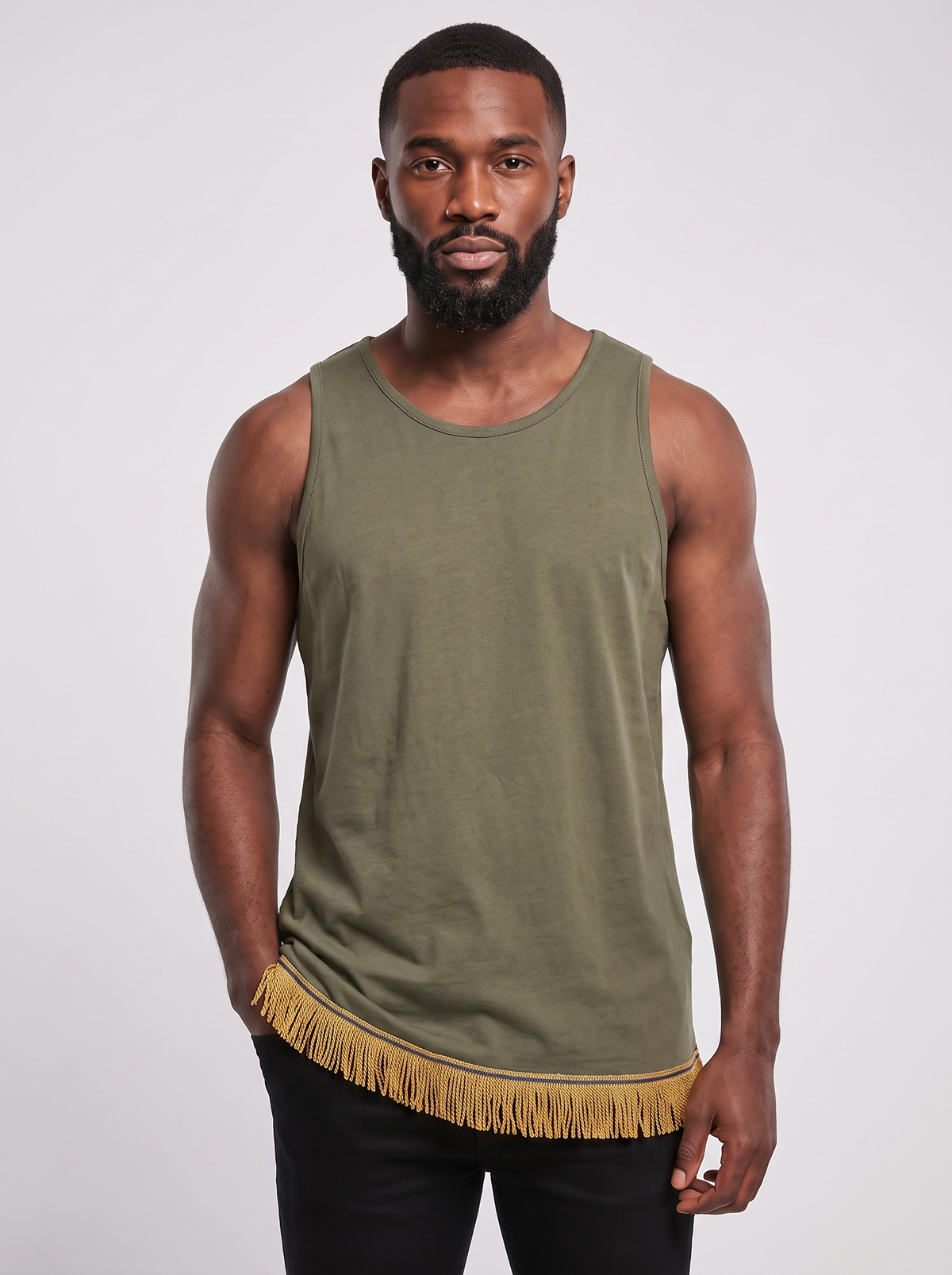 Men's Loose Fit Tank Top with Fringes