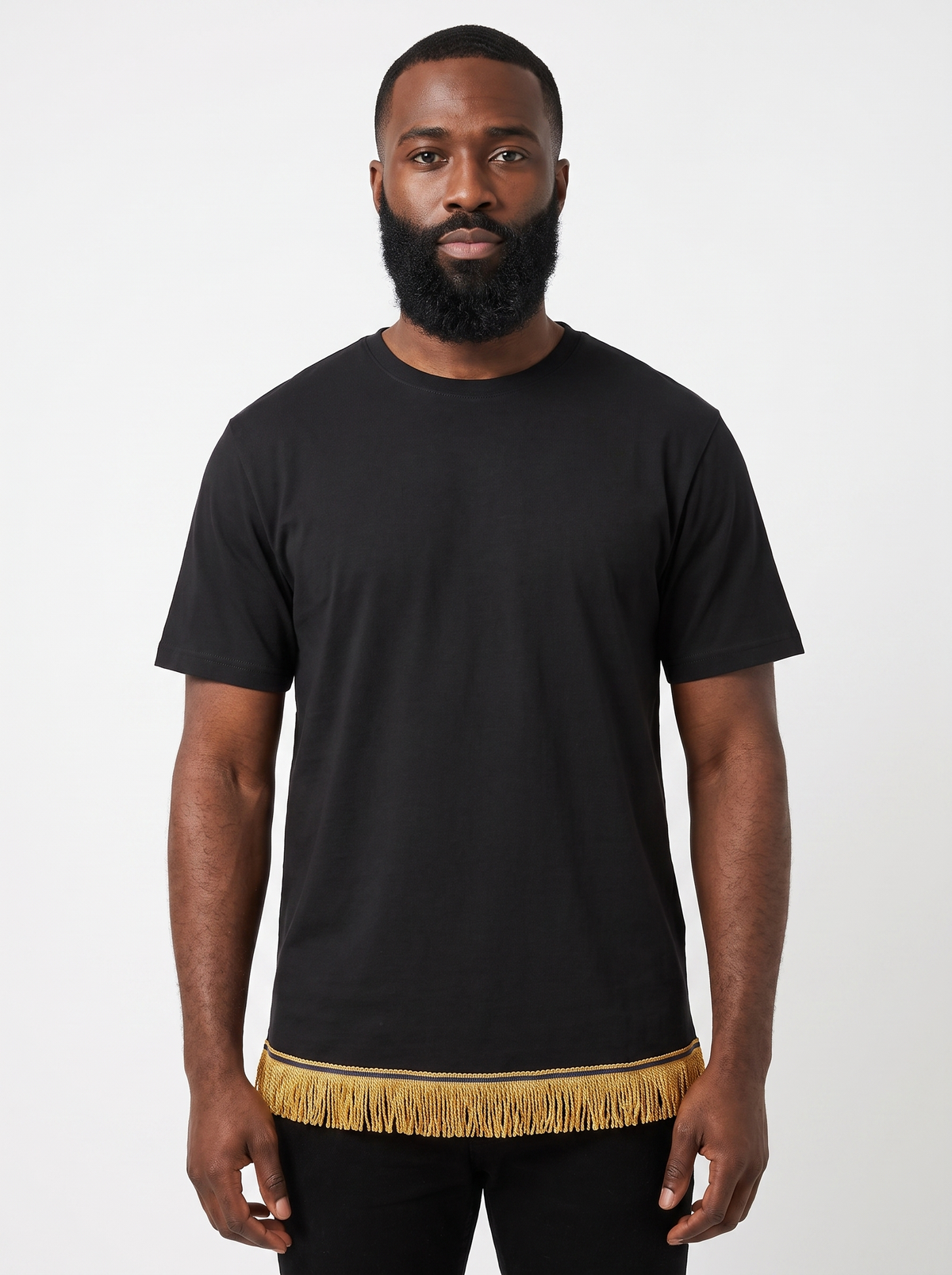 Men's Plain Organic Cotton Fringed T-Shirt