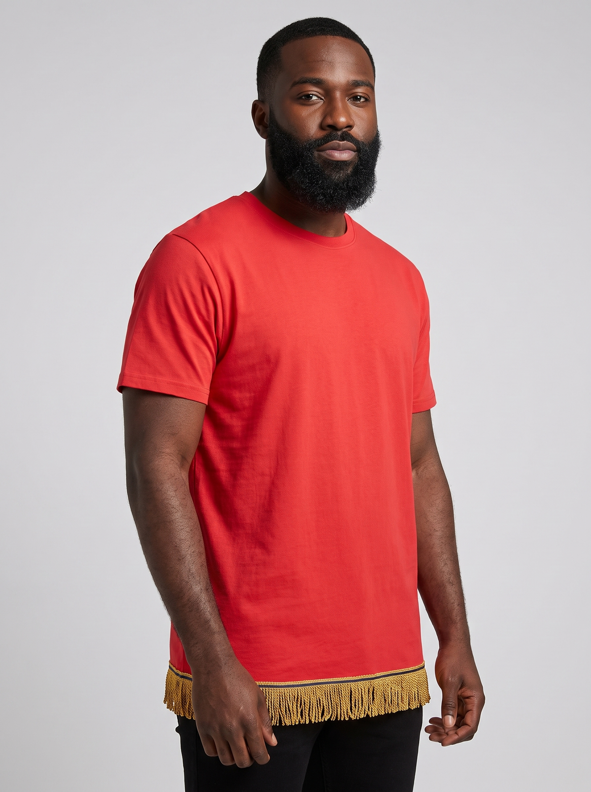 Men's Plain Organic Cotton Fringed T-Shirt