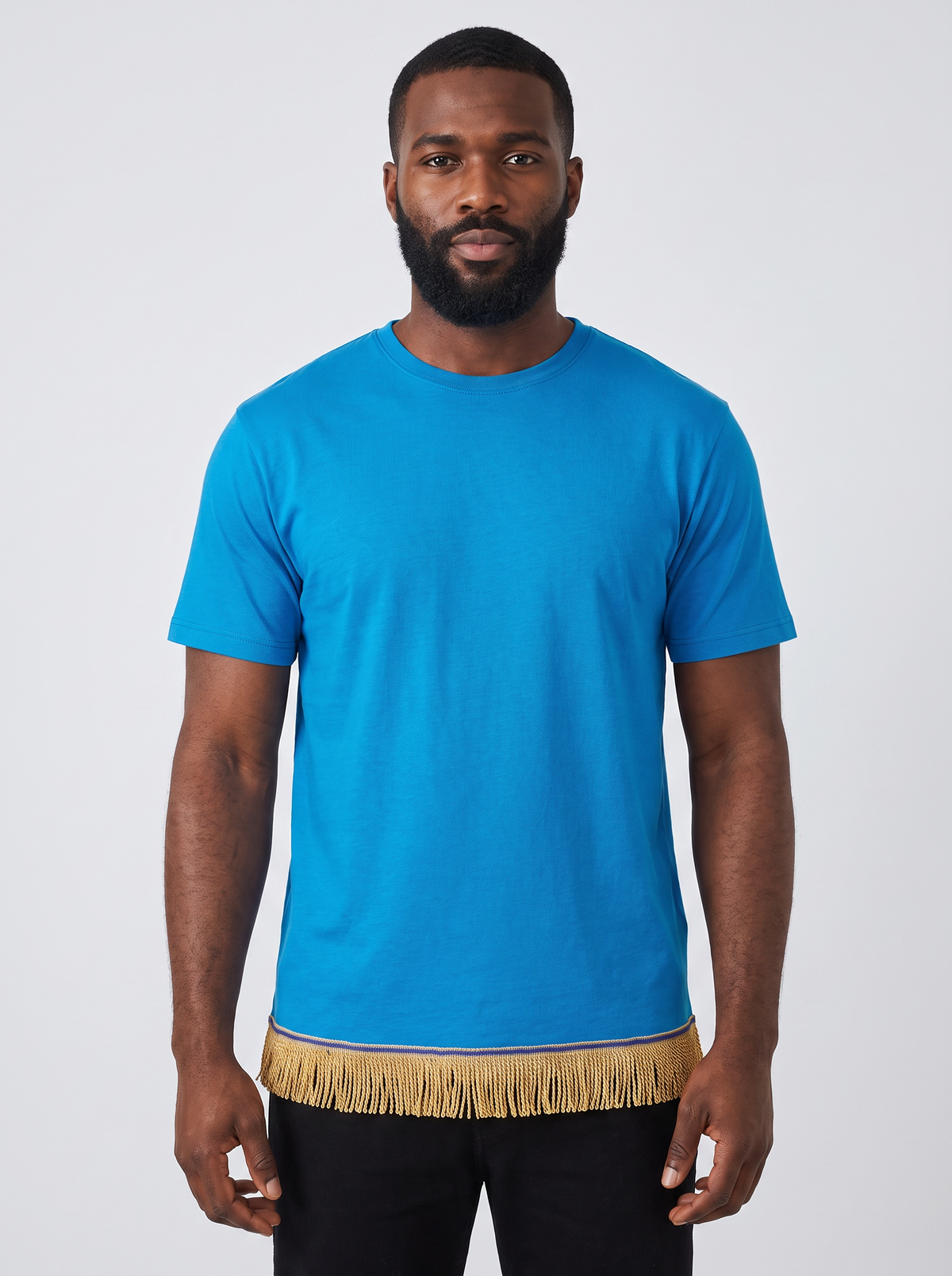 Men's Plain Organic Cotton Fringed T-Shirt
