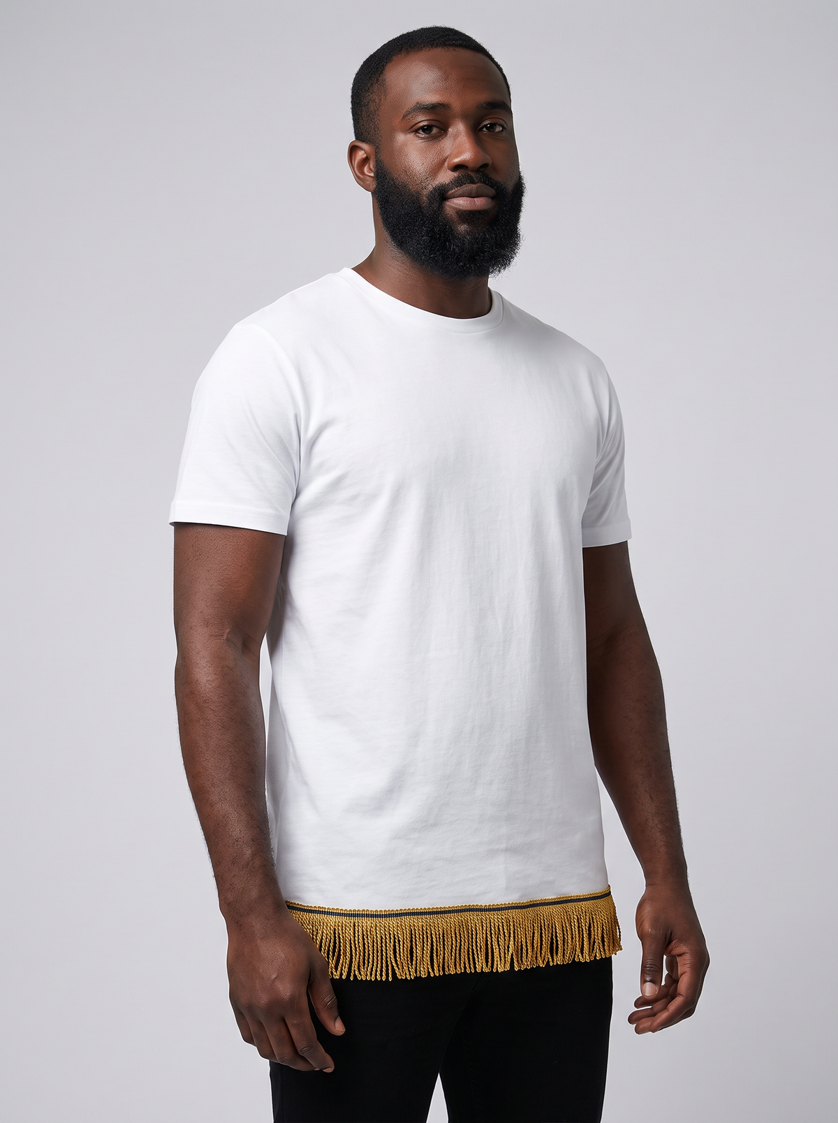 Men's Plain Organic Cotton Fringed T-Shirt